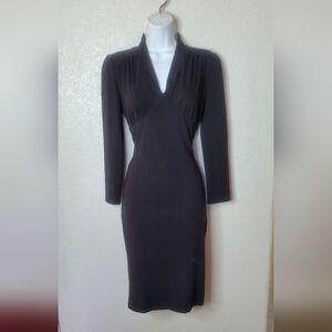Emage Black Long Sleeve Bodycon Pencil Midi Dress Size Small